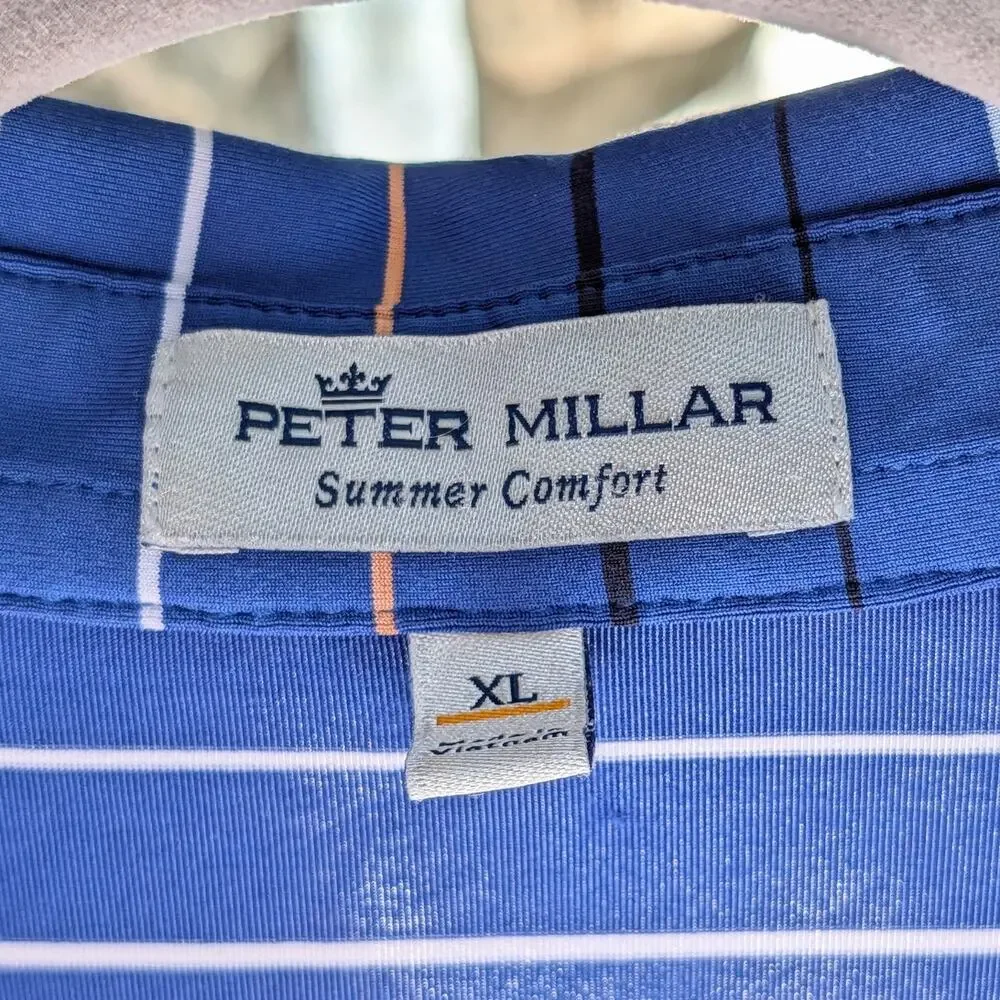 Peter Millar Men's XL Polo Shirt Blue Quiet Luxury Old Money Golfcore Preppy